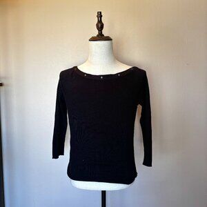 Burberry London Off-the-Shoulder Knit Sweater with Signature Check Trim - Size 1